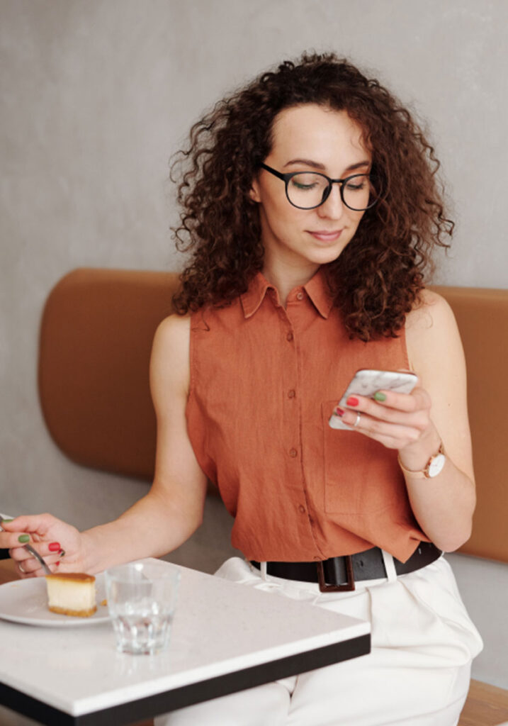 Woman looking at her phone